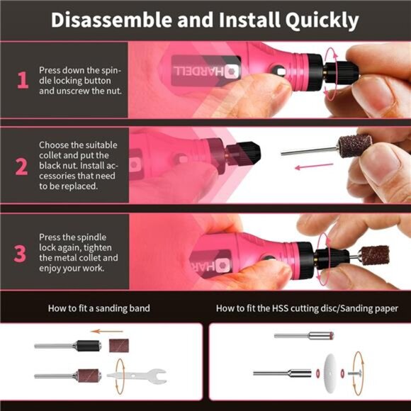 Mini Cordless Rotary Tool, 5-Speed 3.7V rechargeable Kit - Picture 4 of 7